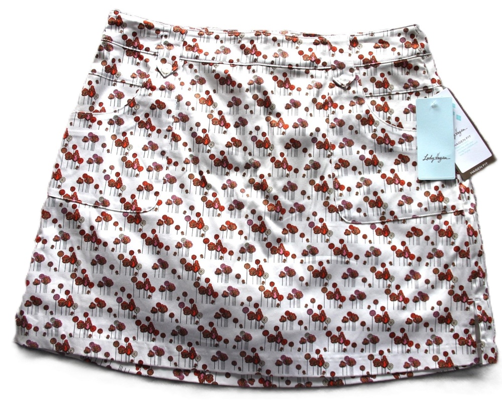 Lady Hagen Skort Womens 8 White Floral Golf Lined Hagen Fit Stretch Cotton